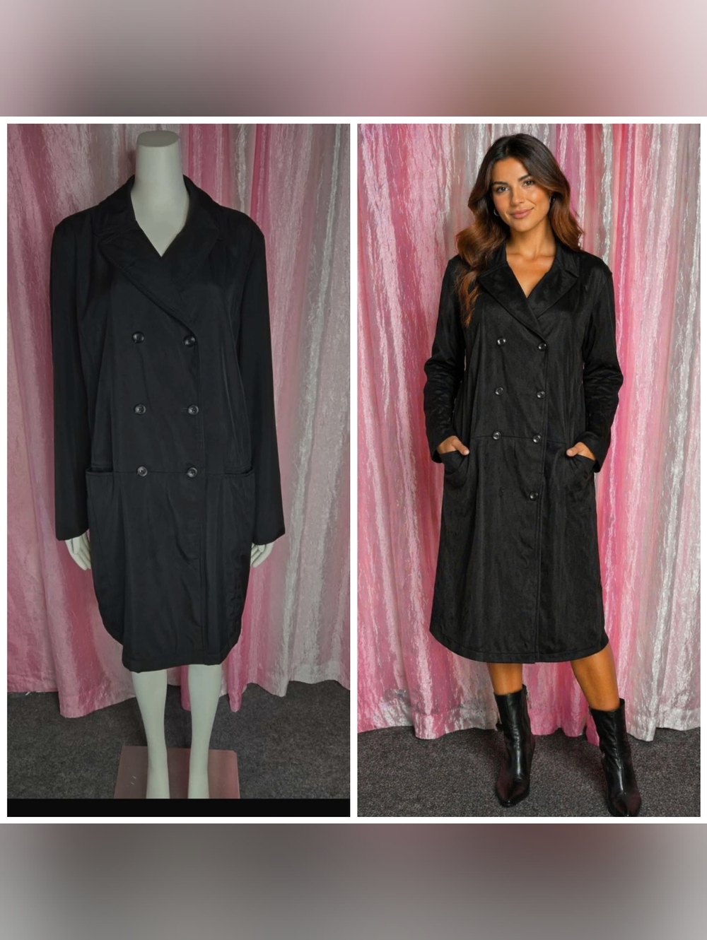 Gap Black Waterproof Double Breasted Nylon Trench Rain Coat Size XL